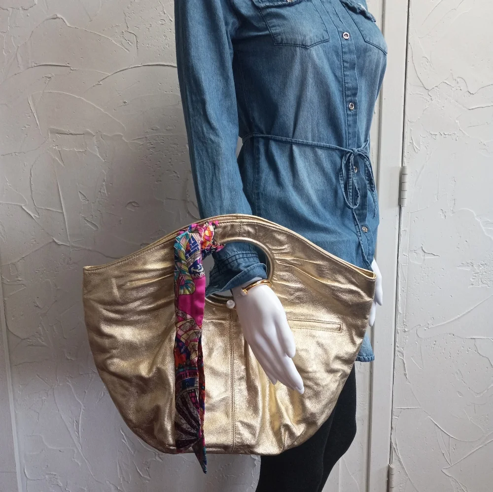Hobo Brand, Giorgia Convertible Metallic Gold Leather Bag